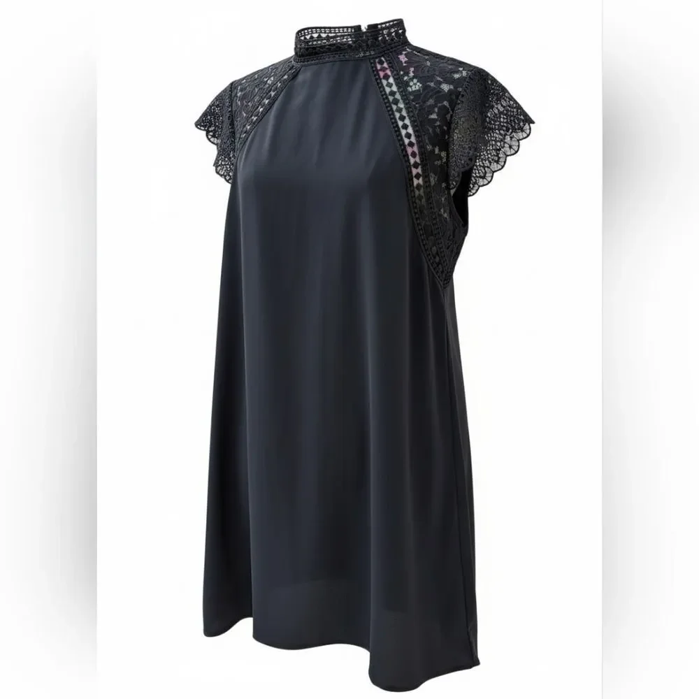 ZARA Elegant Black Lace Detail Dress ✨